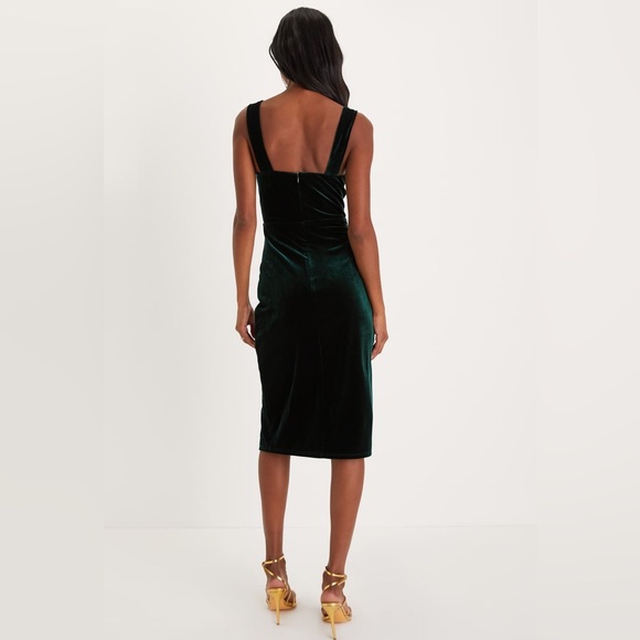 Lulus Baby You're The One Emerald Green Velvet Sleeveless Midi Dress L NWT 90’s - Picture 2 of 8